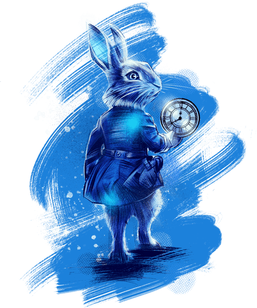 Wonderglow rabbit holding a clock