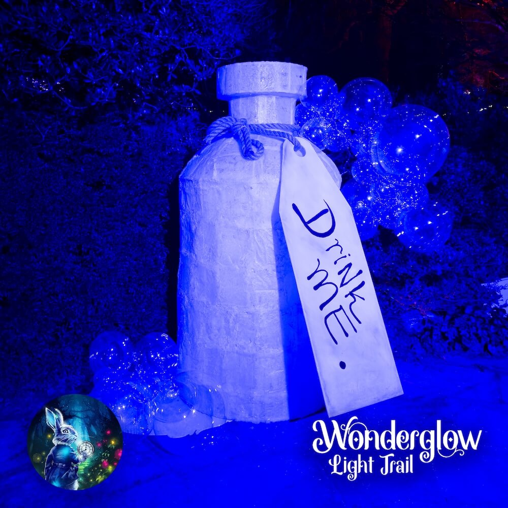 Drink me bottle installation at Wonderglow